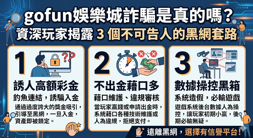 gofun娛樂城詐騙是真的嗎？資深玩家揭露 3 個不可告人的黑網套路